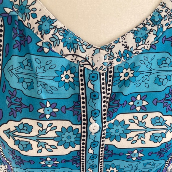 Caftan Muu Muu Long House Dress Blue Spandex sz XL - Picture 2 of 13